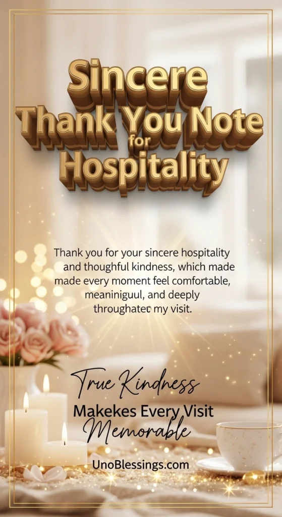 Sincere Thank You Note for Hospitality