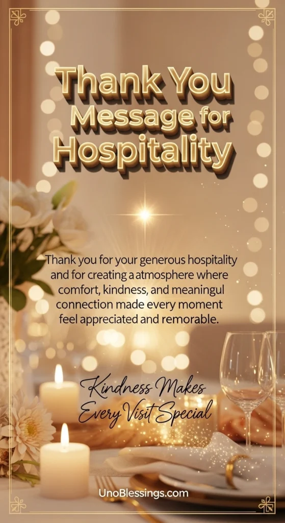 Thank You Message for Hospitality