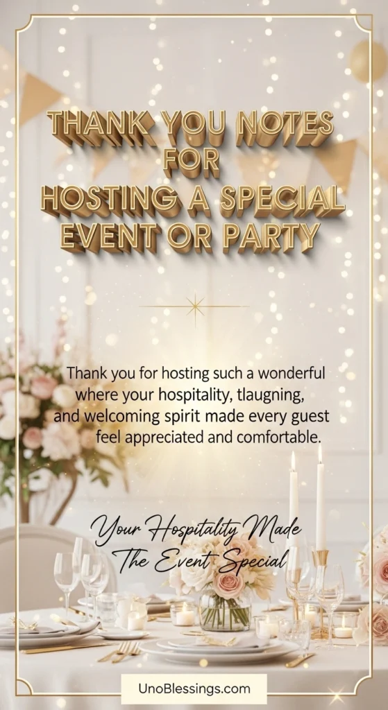 Thank You Notes for Hosting a Special Event or Party
